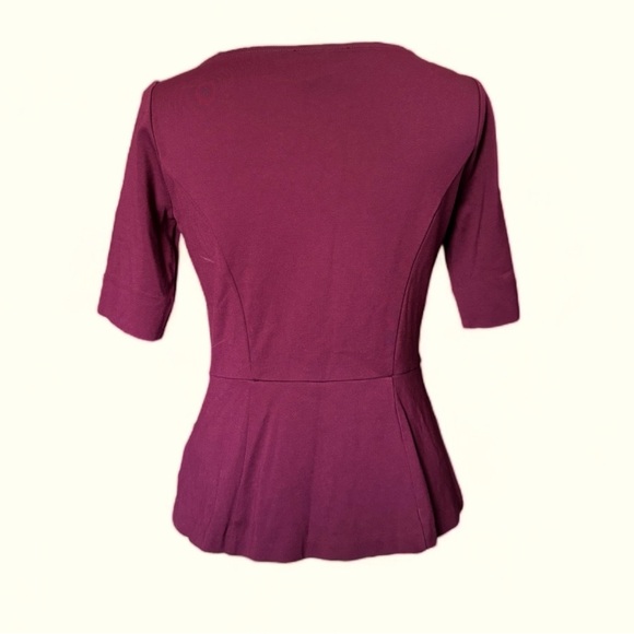 Whbm Burgundy Asymmetrical Shoulder Top - Picture 3 of 4